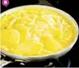  ??  ?? Heat some oil in the pan and add the egg mixture, pressing down with a spatula to compact it.