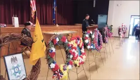  ?? Helen Bennett / Hearst Connecticu­t Media ?? Torrington will honor its veterans Nov. 11 at 11 a.m. at Coe Memorial Park. Above, a scene from the 2019 ceremony.