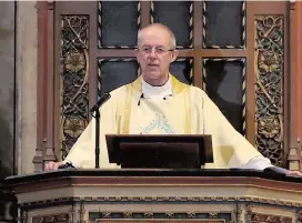  ??  ?? The Archbishop of Canterbury Justin Welby delivers his Christmas Day sermon at Canterbury Cathedral in Kent, England on December 25, 2017.