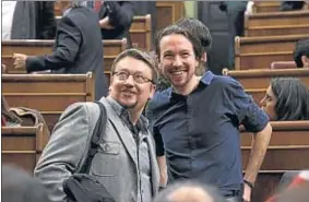  ?? DANI DUCH ?? Xavier Domènech, de En Comú Podem, con Pablo Iglesias