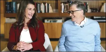  ?? ASSOCIATED PRESS ?? In this Feb. 1, 2019, file photo, Bill and Melinda Gates smile at each other during an interview in Kirkland, Wash. The couple announced Monday that they are divorcing.