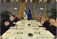  ?? (Eric Vidal/Reuters) ?? EU FOREIGN policy chief Federica Mogherini meets with Prime Minister Benjamin Netanyahu yesterday at the European Council headquarte­rs in Brussels.
