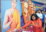  ?? DEEPAK GUPTA/HT PHOTO ?? ▪ Bharatiya Janata Party MP from Bahraich Savitri Bai Phule during a rally in the state capital on Sunday.