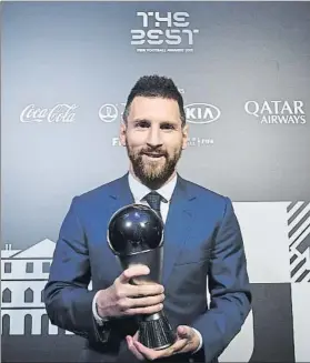  ?? FOTO: FIFA ?? Messi fue el último ganador del The Best, que debía darse en septiembre en Milán