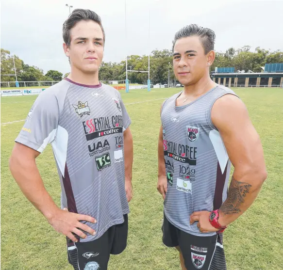  ?? Picture: MIKE BATTERHAM ?? Cooper Hornburg from the Bears’ under-18s squad and Arrion Ngatuere-Wroe from the under-20s.