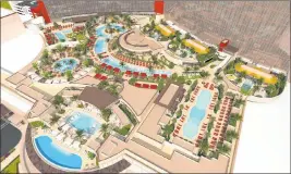  ?? Resorts World Las Vegas ?? The Resorts World pool experience­s, shown in this rendering, will include an 1,800-square-foot infinity pool that will offer views of the Strip.