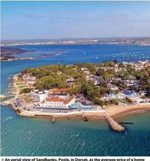  ?? Steve Parsons ?? An aerial view of Sandbanks, Poole, in Dorset, as the average price of a home by the sea has jumped by more than £22,000