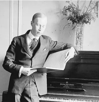  ?? ?? Russian composer Sergei Prokofiev, seen here about 1919, conducted his most famous work, “The Love for Three Oranges,” at its world debut, which was held in Chicago at the Auditorium Theatre on Dec. 30, 1921.