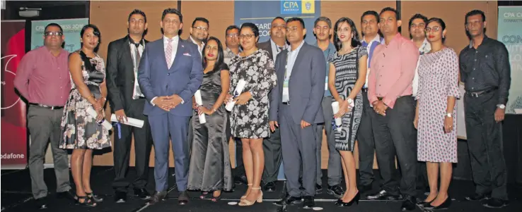  ?? Photo: Office of the Attorney-General ?? Attorney-General and Minister for Economy Aiyaz Sayed-Khaiyum with some of the Certified Practising Accountant­s Australia-Fiji Branch members at their annual congress at the Shangri-La’s Fijian Resort and Spa on September 13, 2018.