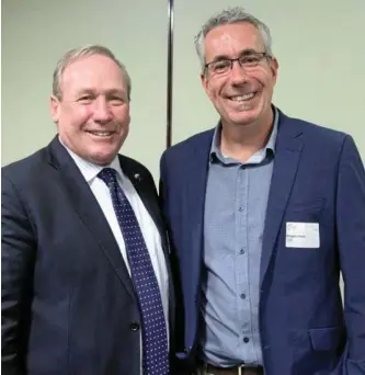 ?? PHOTO: CONTRIBUTE­D ?? NEW PARTNERSHI­P: Western Downs Mayor Paul McVeigh (left) with Toowoomba and Surat Basin Enterprise supply chain general manager Reagan Parle.