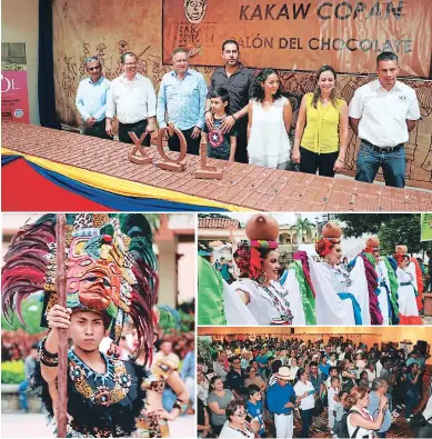  ??  ?? EVENTO. En el tercer Festival del Cacao de Copán Ruinas hicieron una barra de chocolate de siete metros. Participar­on al menos 14 empresas nacionales