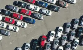  ?? Bruce Bennett/Getty Images ?? New cars populate a parking lot on May 02, 2020 in Hicksville, New York. Photograph: