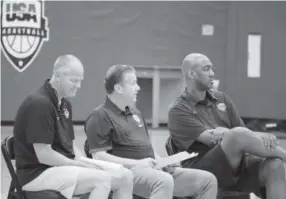  ?? Provided by USA Basketball ?? From left, Colorado coach Tad Boyle, Kentucky coach John Calipari and Wake Forest coach Danny Manning are working together with the U.S. U19 team decades after their paths crossed at the University of Kansas.