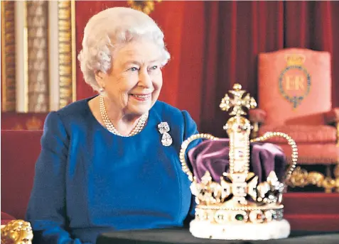  ??  ?? The Queen, pictured with St Edward’s Crown, will talk about her own and her father’s coronation in a BBC documentar­y that also uncovers the symbolism of the crown jewels