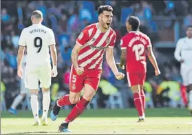  ?? FOTO: GETTY ?? Alcalá, celebrando uno de los goles que el Girona le hizo al Madrid en el Bernabéu
