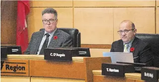  ?? BOB TYMCZYSZYN TORSTAR FILE PHOTO ?? Former Region chair Alan Caslin and former chief administra­tive officer Carmen D’angelo in 2018. D’angelo downloaded confidenti­al documents no other candidate for the job had access to.