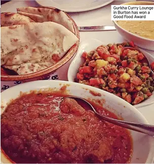 ?? ?? Gurkha Curry Lounge in Burton has won a Good Food Award