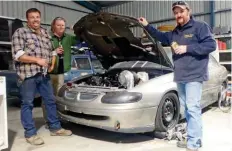  ??  ?? RIGHT These two clowns built a 215MPH turbo LS-powered VT Commodore in the shed. As you do.