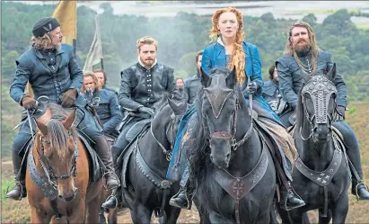  ?? ?? Ian Hart as Lord Maitland, Jack Lowden as Lord Darnley, Saoirse Ronan as Mary Stuart and, on right, James McArdle as Earl of Moray, who was shot in 1570, in Mary Queen of Scots film in 2018