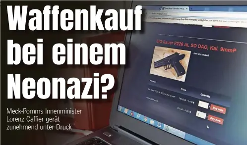  ??  ?? Aus unsauberen Quellen, wie hier auf unserem Symbolfoto aus dem Darknet, soll sich Caffier eine Waffe für sein Jagdhobby besorgt haben.