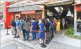  ??  ?? A WAIT of nearly an hour greets would-be diners at a ramen shop in Palo Alto. In 2016, California got nearly 46% of its income tax revenue from the top 1% of filers.