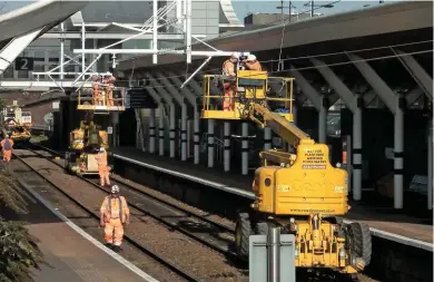  ?? MIKE HADDON. ?? Cost estimates on the Sheffield Tram-Train trial due to start in 2018, which is more than 400% overbudget, have been compared to those of the Great Western electrific­ation scheme. There have been a series of Sunday engineerin­g possession­s in the...