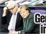  ??  ?? Verfolgten von der Regierungs­bank aus die Angriffe der Opposition: Kanzlerin Merkel (62, CDU) und Außenminis­ter Steinmeier (60, SPD).