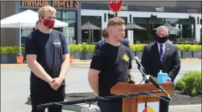  ?? ALBANY COUNTY LEGISLATUR­E PHOTO ?? A mall business owner speaks during a press conference on Thursday at Crossgates Mall.