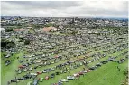  ?? PHOTO: JOHN BISSET/ STUFF ?? Vehicles at the Caroline Bay Rock and Hop in March.