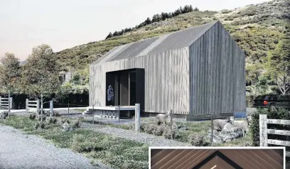  ?? IMAGES: SUPPLIED ?? Inside and out . . . an architect’s impression of Abodo Wood’s planned Cardrona Valley show home, an architectu­ral interpreta­tion of Central Otago’s rural huts and sheds, with seven larger holiday chalets to follow.