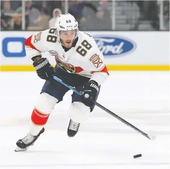  ?? MADDIE MEYER/ GETTY IMAGES FILES ?? Mike Hoffman, one of the NHL'S most prolific scorers, had 59 points in 69 games with Florida in 2019-20. After joining the St. Louis Blues during training camp, the forward has signed on with the team for a one-year deal worth $4 million.