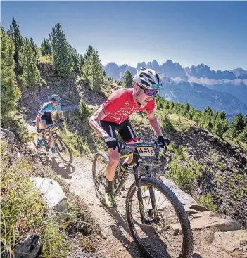  ?? FOTOS: ELMAR SPRINK ?? Überquerun­g der Alpen: Elmar Sprink bei der Transalp im vergangene­n Sommer.