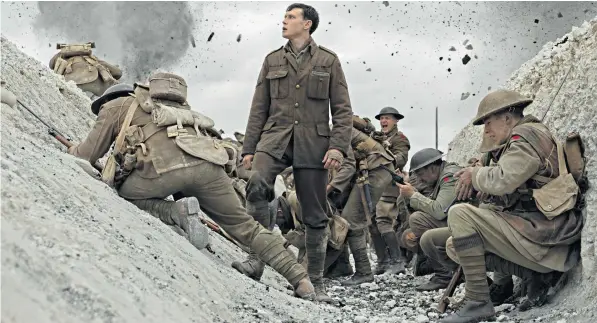  ??  ?? Horror of war: Pte Schofield (George Mackay) experience­s an attack in 1917, a film that may be a huge Oscar contender