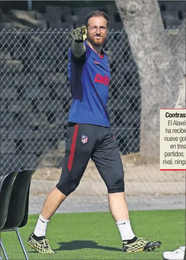  ??  ?? Oblak, en una de las sesiones del Atlético de esta semana en el Cerro del Espino.