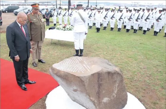  ??  ?? REMEMBRANC­E: President Jacob Zuma at the memorial unveiled for the mainly black South African soldiers who perished aboard the SS Mendi on February 21, 1917.