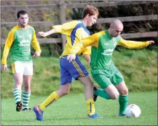  ??  ?? The Brendan ‘Bawnie’ O’Driscoll collects the ball ahead of Killorglin’s Mike Carey in a Premier League game in 2011