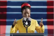  ?? PATRICK SEMANSKY — THE ASSOCIATED PRESS ?? American poet Amanda Gorman reads a poem during the 59th Presidenti­al Inaugurati­on at the U.S. Capitol in Washington.