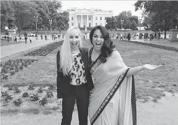  ?? MITCH PENNELL ?? Erin Bagwell, Komal Minhas in front of the White House, where their film Dream, Girl premiered.