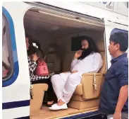  ?? PHOTO: PTI ?? Dera Sacha Sauda chief Gurmeet Ram Rahim Singh in a helicopter in which he was flown from to Rohtak to be lodged in the district jail on Friday