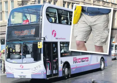  ??  ?? ●●First Bus drivers complained about being banned from wearing shorts during the recent heatwave