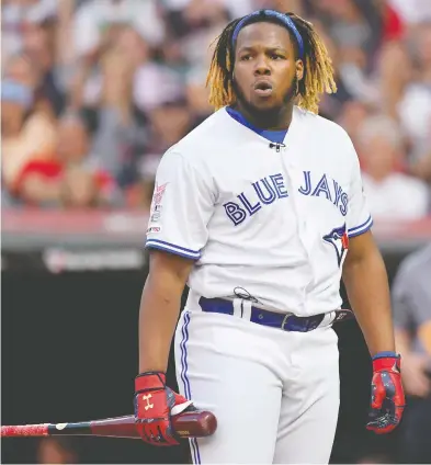  ?? JASON MILLER / GETTY IMAGES ?? Vladimir Guerrero Jr. had his coming-out party at the T-Mobile Home Run Derby on Monday night.