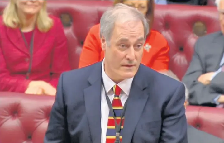  ?? PRESS ASSOCIATIO­N ?? > Lord Bates dramatical­ly resigns at the despatch box at the House of Lords, London after making a heartfelt apology for failing to be in his place to respond to a question