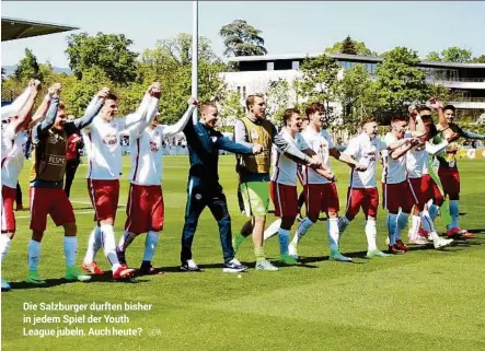  ?? GEPA ?? Die Salzburger durften bisher in jedem Spiel der Youth League jubeln. Auch heute?