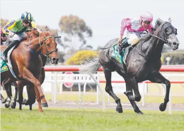  ?? Picture: MICHAEL DODGE/GETTY ?? Damien Oliver steers Urban Ruler to victory in the Dual Choice Plate.