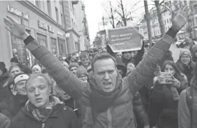  ?? EVGENY FELDMAN/AP FILE ?? The jailing of Russian opposition leader Alexei Navalny after his return from Germany has sparked calls for several protests.