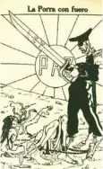  ??  ?? EN “EL MERO PETATERO”.Mayo de 1913, Huerta aparece blandiendo su espada contra el grupo maderista de la “Porra”, del que formaba parte Belisario Domínguez