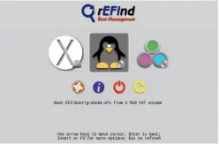  ??  ?? The rEFInd Boot Manager provides a graphical boot menu to make it easy to switch between operating systems.