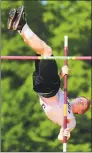  ?? Christian Abraham / Hearst Connecticu­t Media ?? Bethel’s Connor Nordman competes in the pole vault.