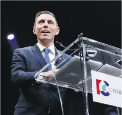  ?? FRED CHARTRAND / THE CANADIAN PRESS ?? Ontario Progressiv­e Conservati­ve Leader Patrick Brown announced his support in a major Ottawa speech for using carbon permits to battle climate change.