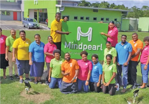  ??  ?? Workers of Mindpearl in Valelevu, Suva.